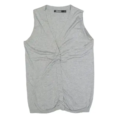 DKNY Womens Top Grey V-Neck Sleeveless S
