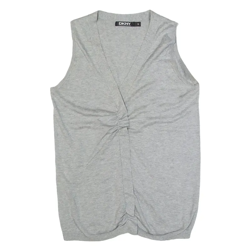 DKNY Womens Top Grey V-Neck Sleeveless S
