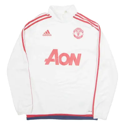 ADIDAS Manchester United FC Mens Sweatshirt White 1/4 Zip S
