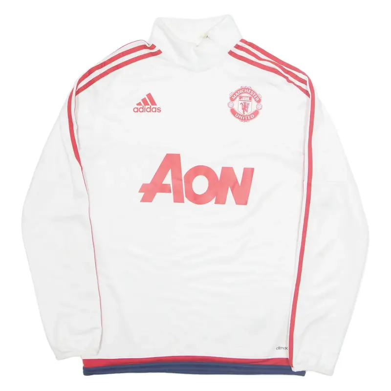 ADIDAS Manchester United FC Mens Sweatshirt White 1/4 Zip S