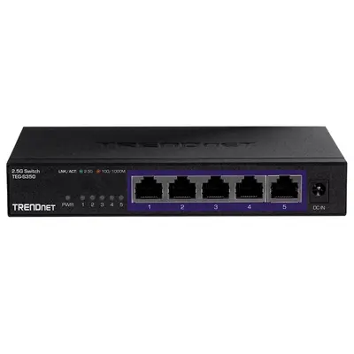 TEG-S350 TRENDnet 5-Ports 2.5GBase-T RJ-45 GbE Wall-mountable Gigabit Ethernet Network Switch