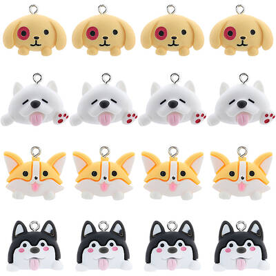 40Pcs 4 Styles Cartoon Opaque Resin Pendants