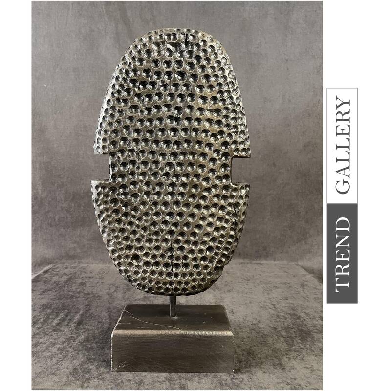 Abstract Oval Wood Sculpture Hand Carved Art Wood Statue Table Figurine Modern Original Desktop Art | TRACES ON ROAD 19.6&quo...