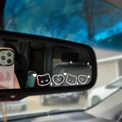 Cartoon Cute Bear & Heart Pattern Car Sticker, Cute Car Interior Decal, Car Decoration Stickers