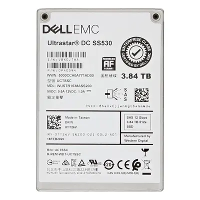 0TT26V Dell 3.84TB 2.5-inch 12GB/s SAS Triple-Level Cell Read-Intensive Hot-Pluggable Solid State Drive for PowerEdge G14 - G...
