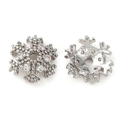 Brass Micro Pave Clear Cubic Zirconia Bead Caps