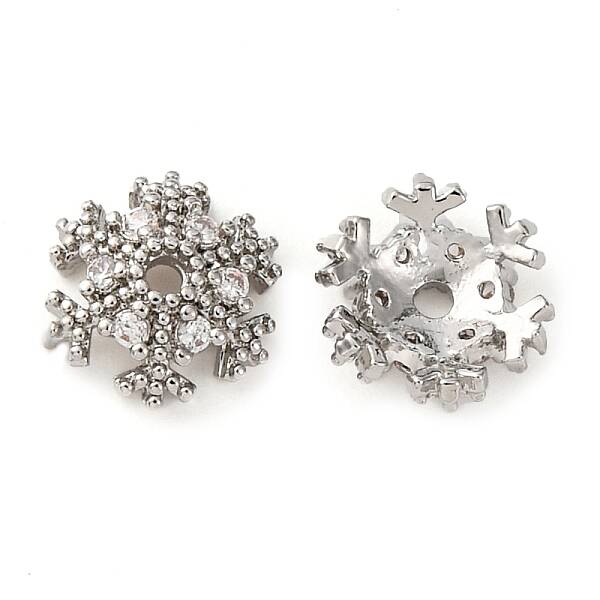 Brass Micro Pave Clear Cubic Zirconia Bead Caps