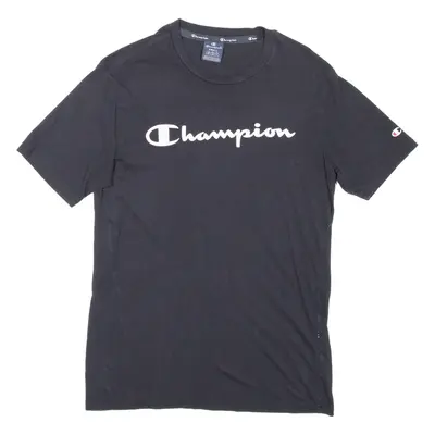 CHAMPION Womens T-Shirt Black Crew Neck S