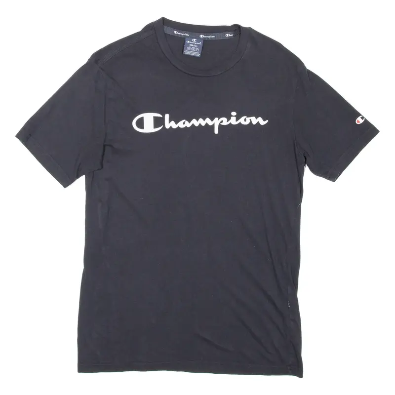 CHAMPION Womens T-Shirt Black Crew Neck S