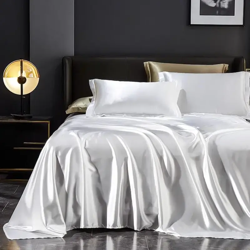 Solid Color Satin Sheet, 1 Count Modern Soft Bedding Sheet, Comfortable Silky Bed Sheet, Breathable Waterproof Bedding Suppli...