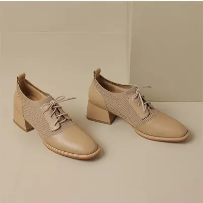 CHIKO Amina Square Toe Block Heels Oxfords Shoes
