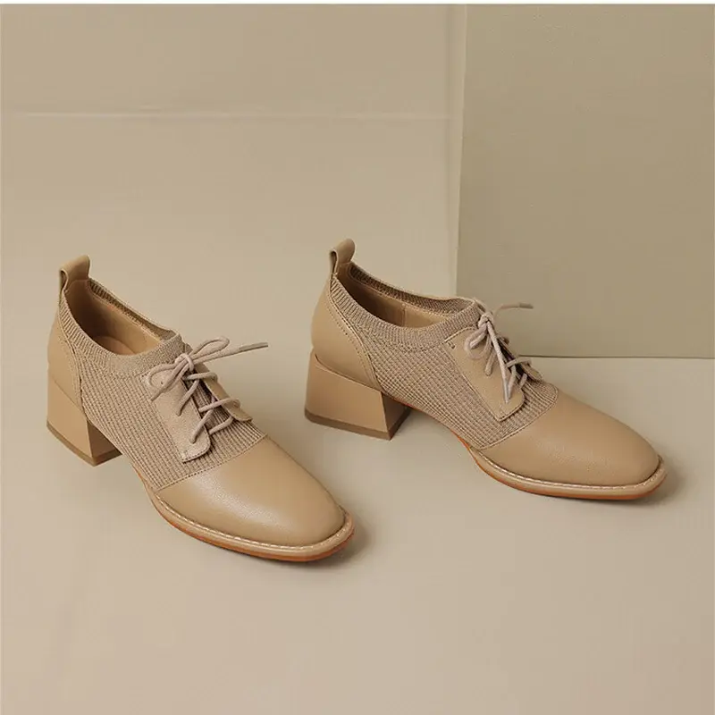 CHIKO Amina Square Toe Block Heels Oxfords Shoes