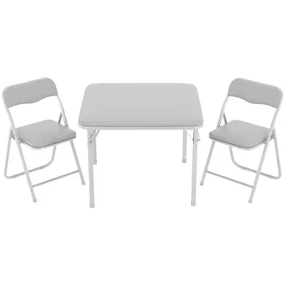 Garvee Boys and Girls Folding Table and Chairs Set of 3, Portable Table and Chair with Pu Soft Cushion, No Installation Requi...
