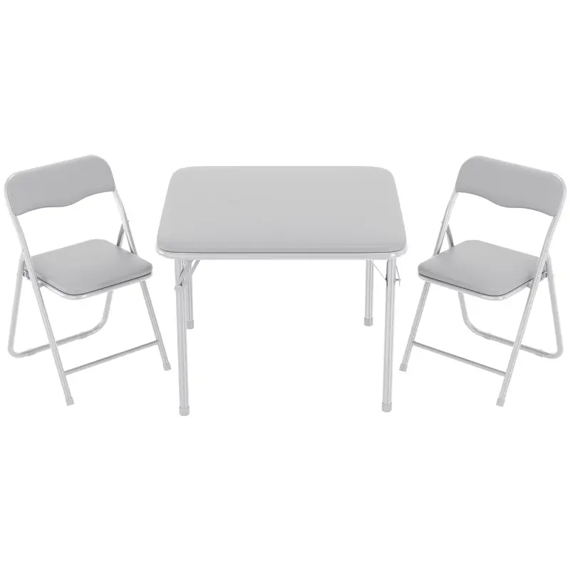 Garvee Boys and Girls Folding Table and Chairs Set of 3, Portable Table and Chair with Pu Soft Cushion, No Installation Requi...