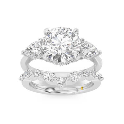 Celestia Lab Grown Round Diamond Engagement Ring with The Angelina Wedding Band | 10K White Gold 1 3/4 ct. tw.