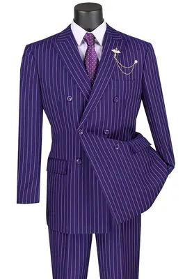 Vinci Men's 2-Piece Banker Pinstripe Double Breasted Suit