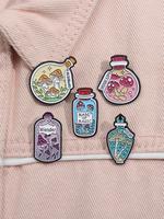 Cute Magic Mushroom Bottle Brooch, 5pcs Enamel Pin Badge, Fashion Jewelry for Party, Daily Clothing Decor, Trendy All-match &...