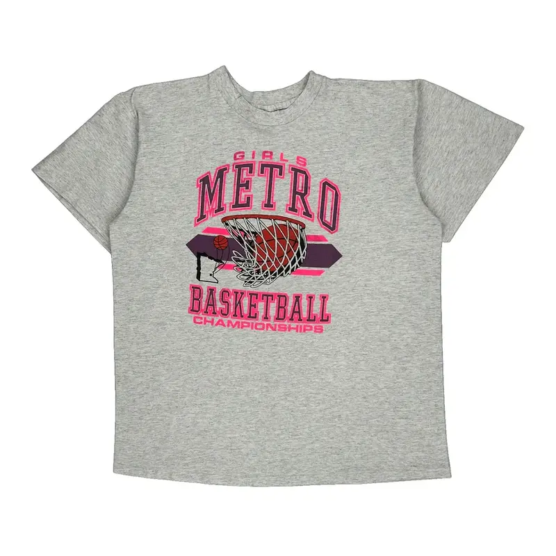 Single Stitch Basketball Championships Delta T-Shirt - XL Grey Cotton Blend