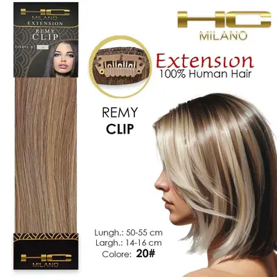 Hc milano natural hair 3 clips 1 strip remy width 14-16cm length 55cm color 20