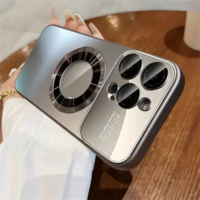 Metallic Matte Magnetic Charging Phone Case, 1 Count Shockproof Phone Protective Cover, Phone Accessories Compatible with iP...