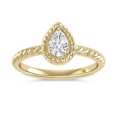 Soleil Lab Grown Pear Shaped Solitiare Diamond Ring | 18K Yellow Gold 1 1/2 CT. TW.