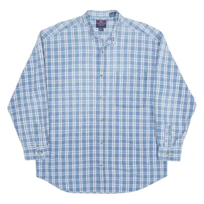 SILENZIO Shirt Blue Check Long Sleeve Mens M