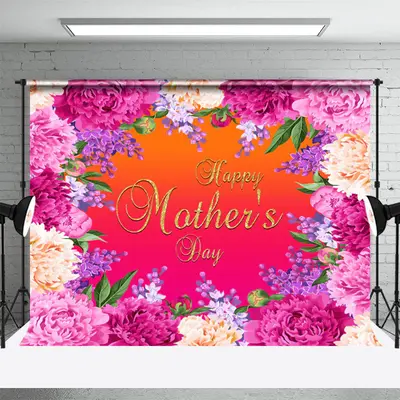 Bright Purple Yellow Flowers Mothers Day Backdrop - Aperturee