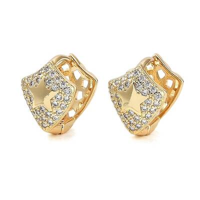 Brass Micro Pave Clear Cubic Zirconia Hoop Earrings for Women