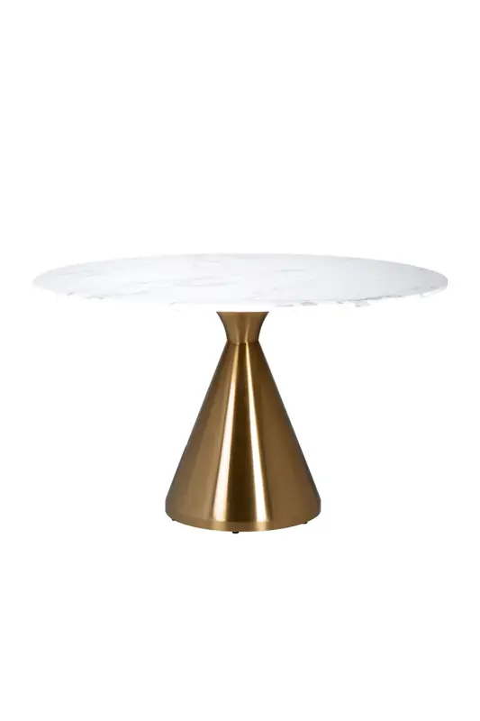 White Marble Gold Base Dining Table | OROA Tenille