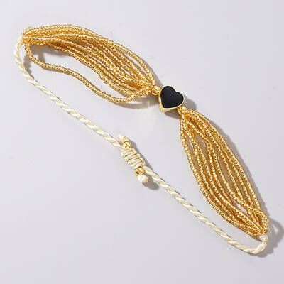 Golden Tone Seed Beads Multi Strand Bracelets for Women
