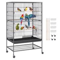 VEVOR 52 inch Standing Large Bird Cage, Carbon Steel Flight Bird Cage for Parakeets, Cockatiels, Parrots, Macaw with Rolling ...