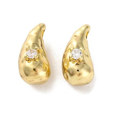Brass Micro Pave Clear Cubic Zirconia Beads