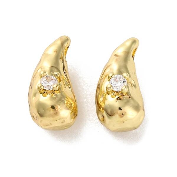 Brass Micro Pave Clear Cubic Zirconia Beads