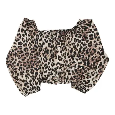 Naska Animal print Crop Top - Medium Beige Polyester Blend