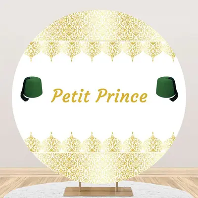White Gold Green Fez Hat Petit Prince Round Backdrop