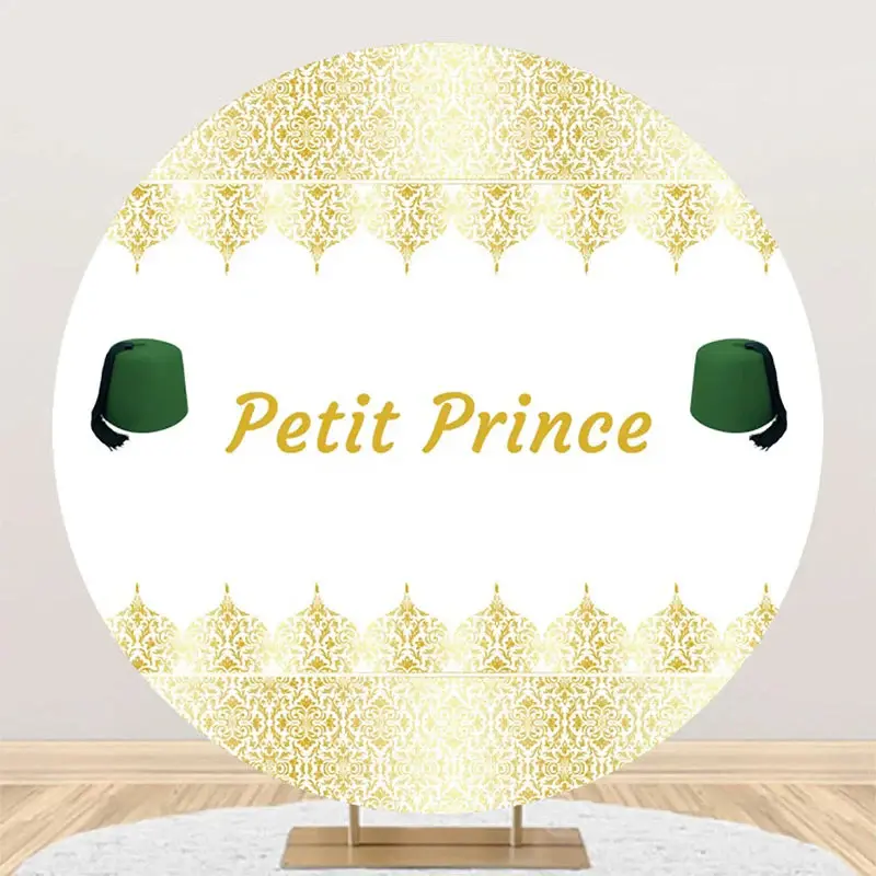 White Gold Green Fez Hat Petit Prince Round Backdrop
