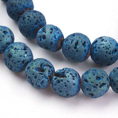 PVD Vacuum Plating Electroplated Natural Lava Rock Beads Strands