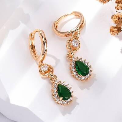 Brass Micro Pave Cubic Zirconia Leverback Earrings