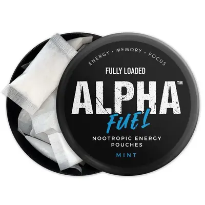 ALPHA Fuel Nootropic Mint Energy Pouches by Fully Loaded - Energy, Focus, Memory - Sugar Free Sport Beverage