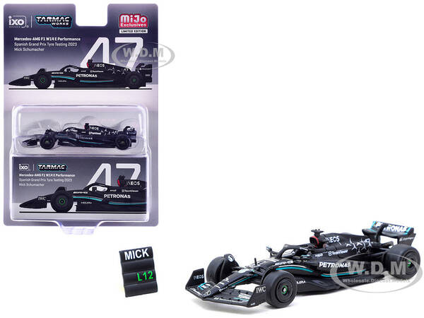 Mercedes-AMG F1 W14 E Performance #47 Mick Schumacher Formula One F1 Spanish GP Tyre Testing (2023) with Pit Board Global6...