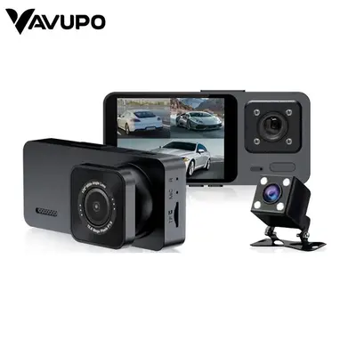 3-Channel Car DVR, Car DVR with 2 Inch IPS Screen, Car Black Box Recording Camera, Wide Angle Dashboard Camera Recorder, Car ...