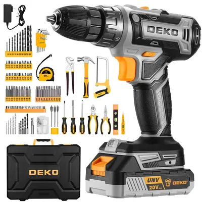 Cordless Drill Tool Kit Set: 20V Power Drill Tool Box with Battery Electric Drill Driver for Men Home Hand Repair Basic Toolb...