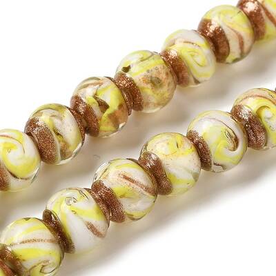 Gold Sand Lampwork Beads Strands