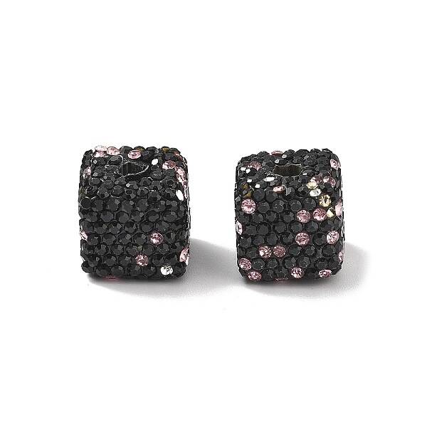 Cube Shape Polymer Clay Rhinestone Beads