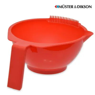 Muster graduated dyed bowl with red handle