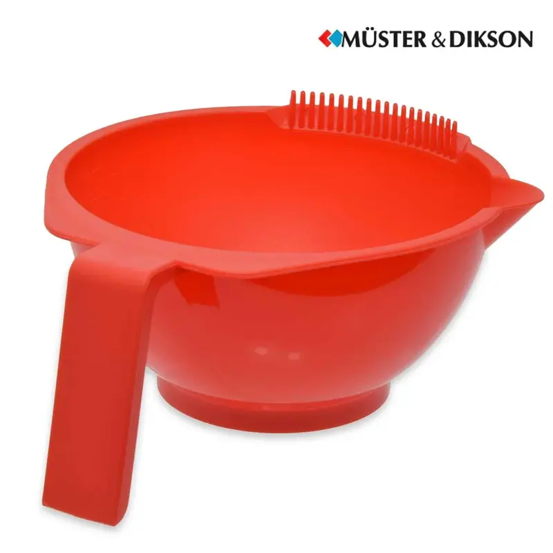 Muster graduated dyed bowl with red handle