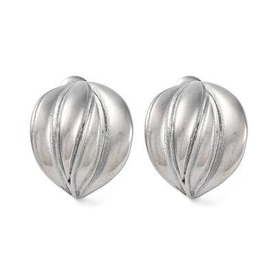 Non-Tarnish 304 Stainless Steel Curved Leaf Stud Earrings for Women