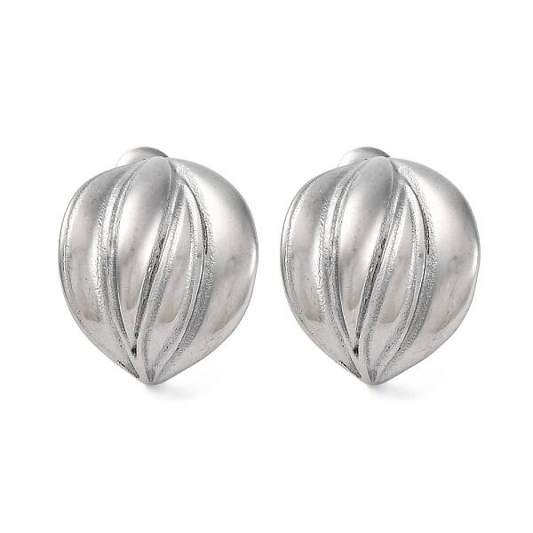 Non-Tarnish 304 Stainless Steel Curved Leaf Stud Earrings for Women