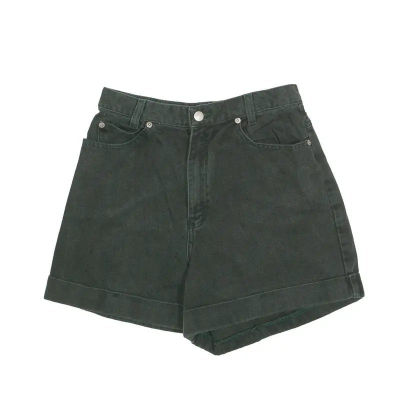 CENZA Denim Shorts Green Regular Womens XS W26