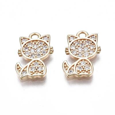 Brass Micro Pave Clear Cubic Zirconia Charms